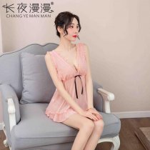 Long Night Lace Sexy Sleepwear Set – Adorable Sheer Romantic Nightwear for Women
