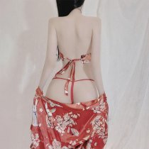 Japanese-Style Sexy Deep V Lingerie Set - Seductive Kimono-Inspired Bedroom Outfit