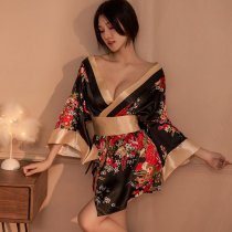 Japanese Kimono Lingerie Set - Sexy Floral Print Sauna & Photo Shoot Outfit, One-Piece Dropshipping Ready