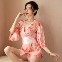 Retro Kimono-Style Lace Robe - Sexy Open-Front Japanese-Inspired Lingerie with Sheer Sleeves & Waist-Cinching Design