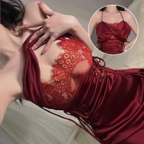 Glorious New Year Lace Sheer Tie-String Babydoll Nightgown Set for Women - Seductive Lingerie Outfit