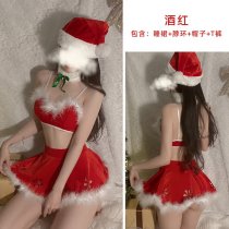 Christmas Role Play Lingerie Set - Velvet Strap Nightgown, Sexy New Year Date Outfit, Pure & Spicy COS Costume