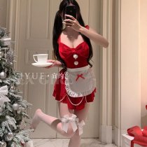 Yiyue Christmas Red Chef Lingerie Set – Sexy Pure-Temptation Holiday Sleepwear & Roleplay Costume