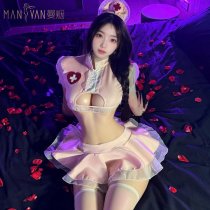 Pure Temptation Nurse Costume for Women - Sexy Lace Lingerie Set with Flirty Petticoat Skirt