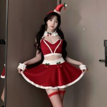 New Year Sexy Lingerie Set - Cherry-Themed Pure & Tempting Split Costume for Live Streamers