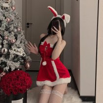 Christmas Velvet Lingerie Set - Sexy Red Sleep Dress for New Year's Eve, Role Play & Party Costume