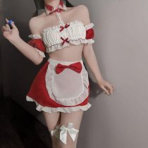 New Year Warm Bed Naughty Maid Lingerie Set - Seductive Strapless Thong Outfit, Sexy Costume by Lianyungang Manufacturer