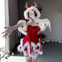 Christmas Deer Lace Lingerie Set - Sexy Naughty Sleep Dress & Matching Thong, Pure-Yet-Seductive Holiday Outfit