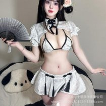 Classic Chinese Qipao Lingerie Set - Seductive Pure-Delight Sleepwear & No-Remove Uniform Dress with Vest