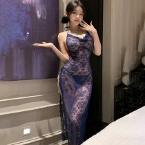 Plus Size Sensual Lace Nightgown - Modest Luxury High-Slit Sleep Dress 2025 Elegant Intimate Wear