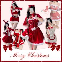 Red Lingerie Set 2025 New Year Outfit - Sexy Christmas Costume Sleepwear for Small Bust & Plus Size Women