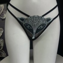 2026 Fox Embroidery Lace Mesh Bikini Panties – Sexy Cotton Antibacterial Briefs with Sheer Cutouts & Crisscross Back