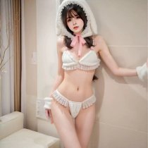 Adorable Deep V Bunny Girl Lingerie Set - Seductive 3-Piece Sexy Costume for Women