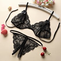 Lace Sexy Bikini Set with Open-Crotch Thong - Romantic Lingerie Sleepwear for Women, Plus Size 3-Piece Gift Set