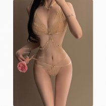 Domila Moxin Lace Bra and Panty Set 7915 - Sexy Sheer Bare-Butt Lingerie Set, Pure & Alluring