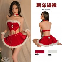 Ai Ruru Velvet Sexy Separates Set – Pure & Tempting Mini Dress with Strapless Bra Top, Holiday Costume Outfit