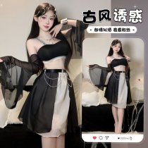 Ancient Chinese Hanfu Lingerie Set - Sheer Sensual Sleep Dress & No-Remove Costume for Performance or Role Play