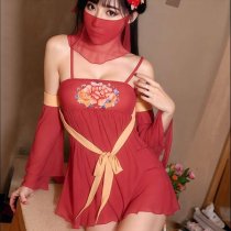 Ancient Peony Flowing Sleeve Set - Chinese Hanfu-Inspired Sexy Lingerie & Silk Sleepwear Ensemble