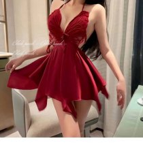 Butterfly Lace Sleeveless Ice Silk Sleep Dress Set – Sheer Back, Bow Detail, Spring Romantic Lingerie