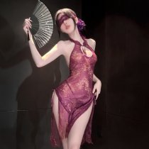 Chao Mu Lace Temptation Lingerie - Elegant Split Cheongsam Style Erotic Underwear for Women