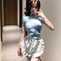 Chinese-Style Qipao Lingerie Set - Seductive Open-Crotch Costume for Role Play & Intimate Moments