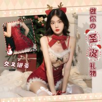 Christmas Fuzzy Sheer Lace Set - Sexy Lingerie Outfit for Nightclub, Cosplay & Holiday Parties