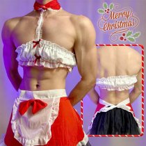 Christmas Maid Costume Set - Sexy Red Naughty Uniform for Women, Cute & Alluring Holiday Lingerie Outfit