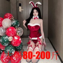 Christmas Sexy Bodysuit Set - Bunny Girl Costume with Corset Top & Mini Skirt for Role Play & Cosplay