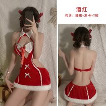Christmas Velvet Lingerie Nightgown - Sexy Role Play Costume Set for New Year Eve & Holiday Cosplay