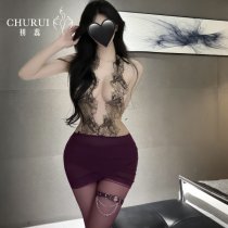 Chu Rui Women's Seductive OL Secretary Bodycon Dress - Deep V-Neck Lace-Up Boudoir Outfit