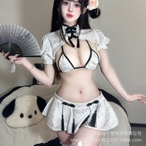 Classic Chinese Qipao Lingerie Set - Seductive Pure-Delight Sleepwear & No-Remove Uniform Dress with Vest