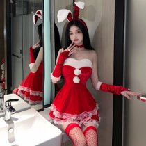 Cute Christmas Bunny Girl Lingerie Dress - Sexy Strapless Role Play Outfit for New Year & Holiday Parties