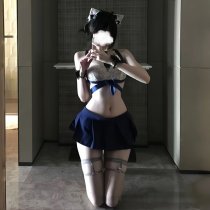 Domoila Sexy Student-Style Mini Pleated Skirt Set - Cute JK Uniform Lingerie for Small Bust