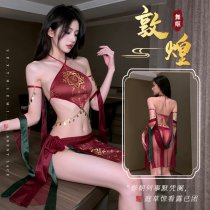 Dunhuang Dance Muse Vintage Chinese Lingerie Set – Sheer Belly Dance Bodice & Open-Crotch Bralette