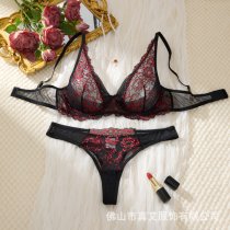 European-Style Sheer Lace Sexy Bra Set for Women – Pure & Tempting Lingerie Ensemble with Push-Up Support