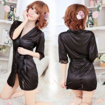 European Women's Sexy Lace Sleepwear Set - Plus Size Transparent Robe & Matching Lingerie Outfit