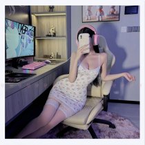 Floral Lace Contrast Low-Cut Sexy Slip Dress - Pure Temptation Bodycon Mini Skirt Lingerie