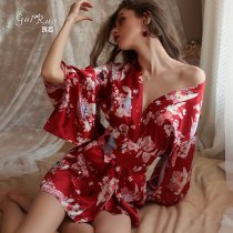Glorious Sensual Lingerie Set - Low-Cut Seductive Kimono-Style Waist-Slimming Sleepwear Outfit