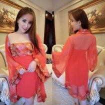 Hemei Red Bridal Lingerie Set – Chinese-Style Kimono-Inspired Halter Bodice & Sexy Vintage Costume