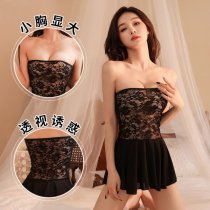 Ice Silk Lace-Trimmed Tube Top Dress - Sheer Tight-Fit Sensual Outfit for Women, Plus Size Bodycon Mini Dress