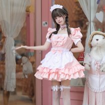 Japanese Style Cosplay Maid Dress - Cute Pink Soft Girl Uniform Costume Set for Role Play