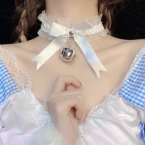 Japanese-Style Cute Lingerie Set with Bow, Lace & Jingle Bell Collar for Women