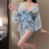 Japanese-Inspired Sexy Lace Kimono Robe Set for Women – Seductive Plus Size Sleepwear & Lingerie Outfit