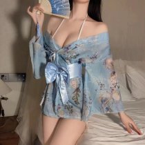 New Japanese Kimono Lingerie Set with Bow Detail - Sexy Yukata Robe & Matching Underwear