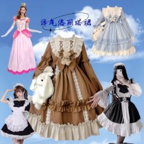 Japanese Style Plus Size Black White Lace Maid Dress - Lolita Cosplay Outfit Set for Women
