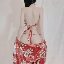 Japanese-Style Sexy Deep V Lingerie Set - Seductive Kimono-Inspired Bedroom Outfit