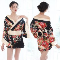 Japanese-Style Sexy Kimono Lingerie - Open-Crotch Play Outfit, Elegant Adult Costume for Couples