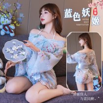 Japanese-Style Sheer Kimono Lingerie Set – Sensual Lace Trimmed Sleep Dress & Open-Front Robe for Women