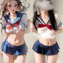 JK Uniform Role Play Set - Sexy Pleated Mini Skirt & Matching Top Lingerie Outfit for Couples