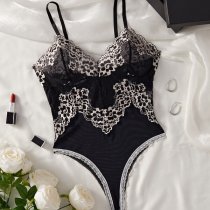 Lace Mesh Sexy Bodysuit - Seductive Sheer Lace Chemise Sleepwear for Women, Sensual Intimate Lingerie Set